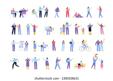 Vector crowd. Different Flat people set isolated on white background.
