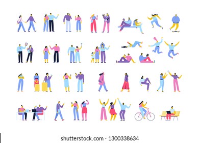 Vector crowd. Different Flat people set isolated on white background.