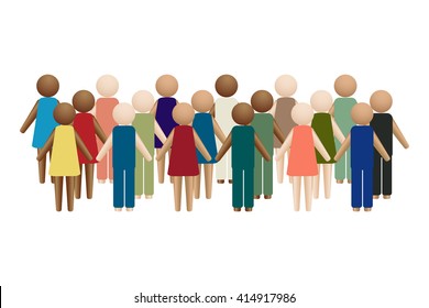 Vector crowd of people. 3d illustration.