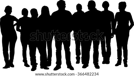 Vector Crowd Silhouette Large Group Adult Stock Vector (royalty Free 