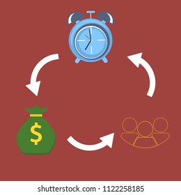 Vector crowdfunding concept in flat style - new business model - funding project by raising monetary contributions from crowd of people design