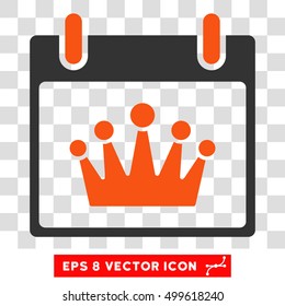 Vector Crown Calendar Day EPS vector pictograph. Illustration style is flat iconic bicolor orange and gray symbol on a transparent background.