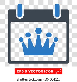 Vector Crown Calendar Day EPS vector pictograph. Illustration style is flat iconic bicolor smooth blue symbol on a transparent background.