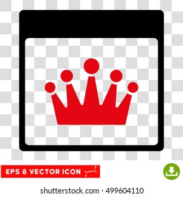 Vector Crown Calendar Page EPS vector pictogram. Illustration style is flat iconic bicolor intensive red and black symbol on a transparent background.