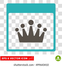 Vector Crown Calendar Page EPS vector pictogram. Illustration style is flat iconic bicolor grey and cyan symbol on a transparent background.