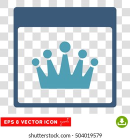 Vector Crown Calendar Page EPS vector pictograph. Illustration style is flat iconic bicolor cyan and blue symbol on a transparent background.