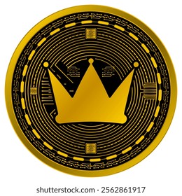 Vector of Crown Digital Currency in gold and black colors on a white background.