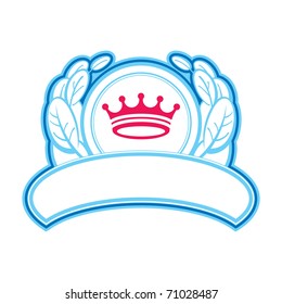 Vector Crown and dove chicken swan Feathers heraldic banner or logotype