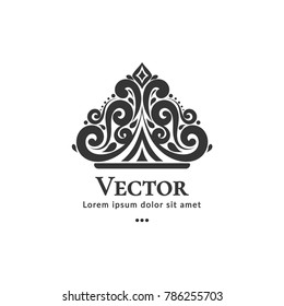 Vector crown emblem. Can be used for jewelry, beauty and fashion industry. Elegant, classic elements. Great for logo, monogram, invitation, flyer, menu, brochure, background, or any desired idea.