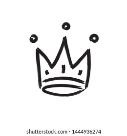 Vector crown hand drawn style isolated on white background for queen logotype, princess diadem symbol, doodle illustration, pop art element, beauty and fashion shopping concept. 10 eps