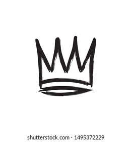 Vector crown hand drawn style isolated on background for queen logotype, princess diadem symbol, doodle illustration, pop art element, beauty and fashion shopping concept. 10 eps
