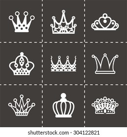 Vector Crown icon set on black background