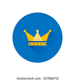Vector crown icon. Symbol of power and success. Trendy flat design style with long shadow. Vector element for web design and infographics . For web and print design
