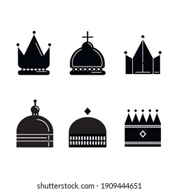 Vector crown icons. King, queen, emperor.