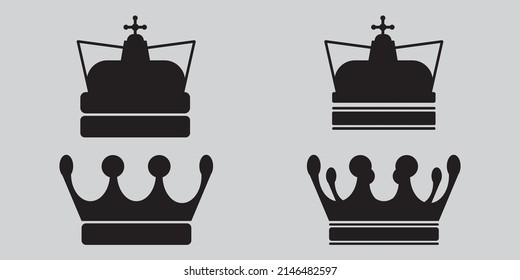 vector crown, for kings and queens, in a cool modern and epic black and white silhouette perfect for logo, symbol or icon designs

