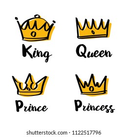 Vector crown logo. Hand drawn sketch on isolated background.
