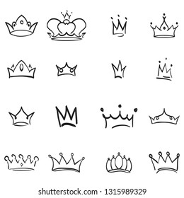 Vector crown logo  Hand drawn graffiti sketch   signs collections  Black brush line isolated white background