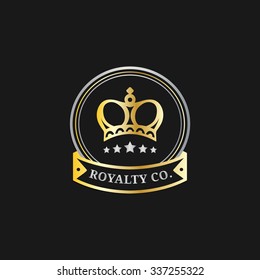 Vector crown logo template. Luxury corona monogram design. Diadem icon illustration. Used for hotel, restaurant, boutique, jewellery invitation, business card etc.