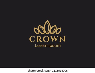 Vector crown logos set. Flourishes Calligraphic Monogram. VIP, Fashion and Premium brand identity 