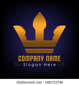 Vector Crown Logo-Sign Gold Style for Royal Queen and Luxurious Logotype. Luxury Symbol, pop art element, Illustration design template.