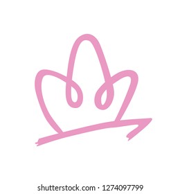 Vector crown on white background. Graphic element drawn by hand. Icon in comic style. Cute illustration, logo. Diadem.