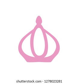 Vector crown on white background. Graphic element drawn by hand. Icon in comic style. Cute illustration, logo. Diadem.