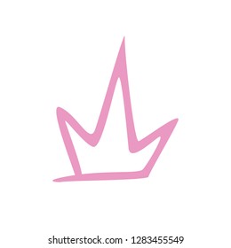 Vector crown on white background. Graphic element drawn by hand. Icon in comic style. Cute illustration, logo. Diadem.