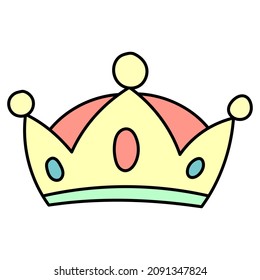 Vector Crown Reyes Magos hand drawn doodle style, isolated on white background.