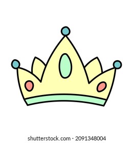 Vector Crown Reyes Magos hand drawn doodle style, isolated on white background.