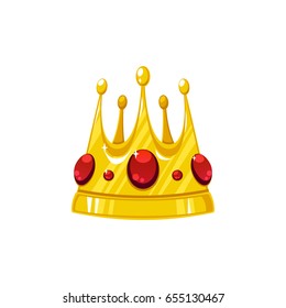 Vector crown with ruby. Decorative royal design element isolated on a white background.