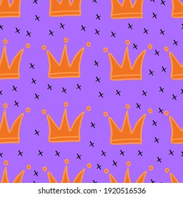 vector crown seamless pattern. For fabric, paper, postcards, backgrounds, wallpapers, clothing, web pages and invitations.