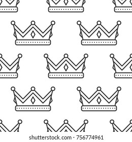 Vector Crown seamless pattern in linear style