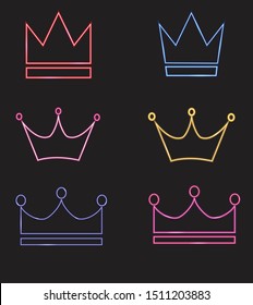 vector crown vector set neon light effect colorful