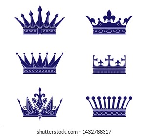 vector crown silhouette. a symbol of power. big set