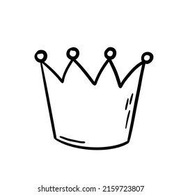 Vector crown, tiara, diadema hand drawn. Scribble bullet journal sticker pack set ink paint bruh isolated on white background.