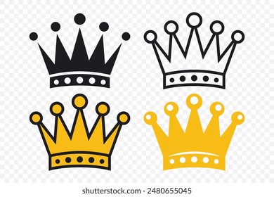 Vector Crowns. Crown Icon Set. Flat Vector Illustration