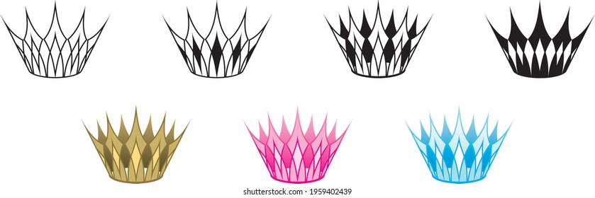 Vector crowns. Fashion print. Beautiful logo. Elegant symbol.