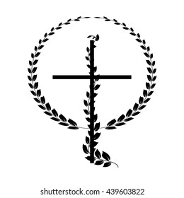 Vector crucifix with laurel on white background