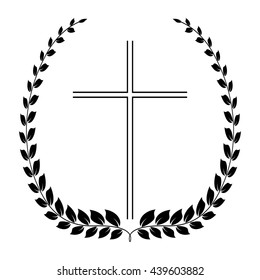Vector crucifix with laurel on white background
