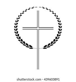 Vector crucifix with laurel on white background