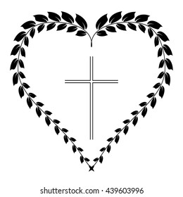 Vector crucifix with laurel on white background