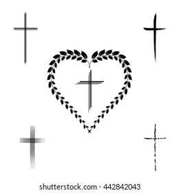 Vector crucifix with laurel on white background