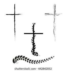 Vector crucifix with laurel on white background
