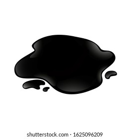 Vector crude oil blob isolated at white background. Black liquid spill.