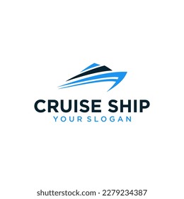 vector cruise ship logo design with sea