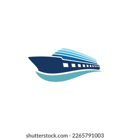 vector of Cruise Ship Logo wave symbol, ocean travel marine transport clipart