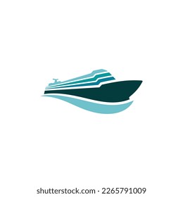 vector of Cruise Ship Logo wave symbol, ocean travel marine transport clipart