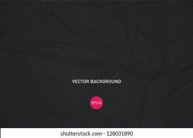 Vector crumpled black paper background