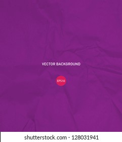 Vector crumpled bright purple paper background