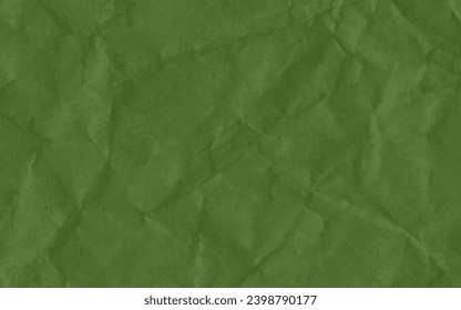 Vector crumpled green paper background. Colorful green crumpled paper texture. Rough grunge old blank. Colored background. Vector illustration